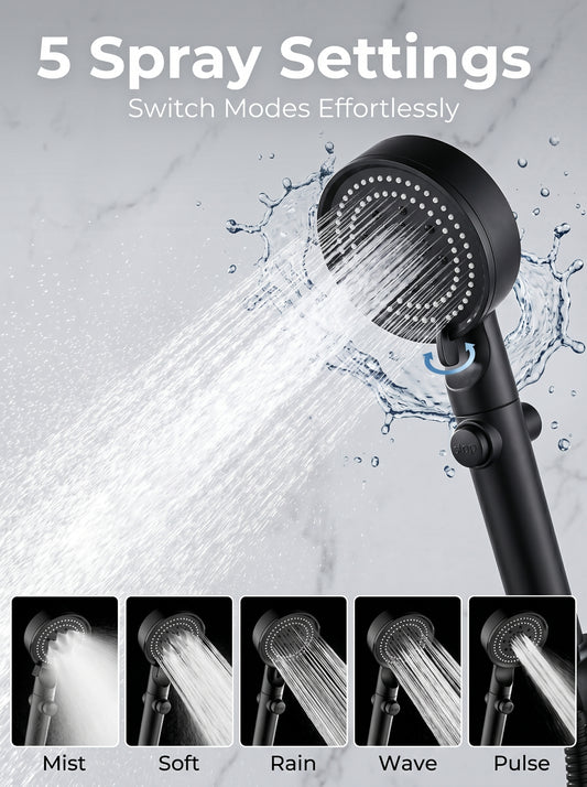 High Pressure Boosting Shower Head 360° Rotatable Water Saving Rainfall Nozzle