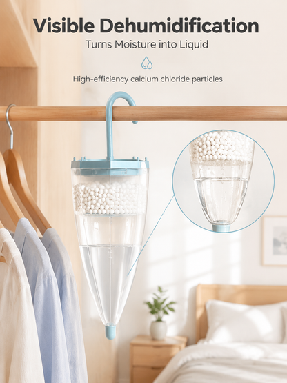 🔥Umbrella Hanging Dehumidifier｜Keep Wardrobe Dry & Clothes Mold-Free
