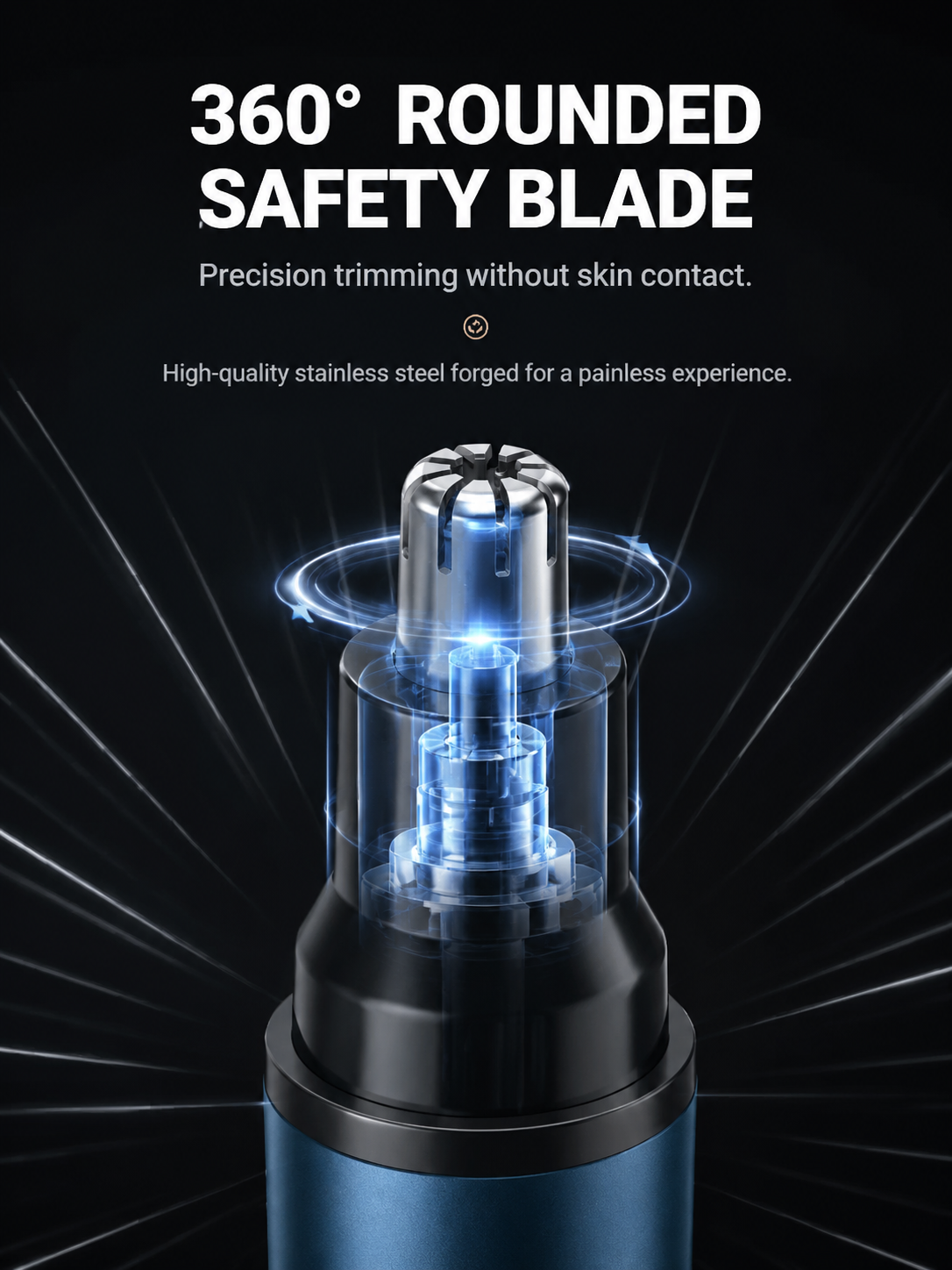 Rechargeable Nose Hair Trimmer with Diamond Sharp Blade, Waterproof Painless Electric Nose Ear Hair Clipper for Men