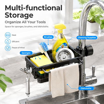 🧺Kitchen Faucet Storage Rack | Multi-function Sink Drain Basket for Sponge & Rag