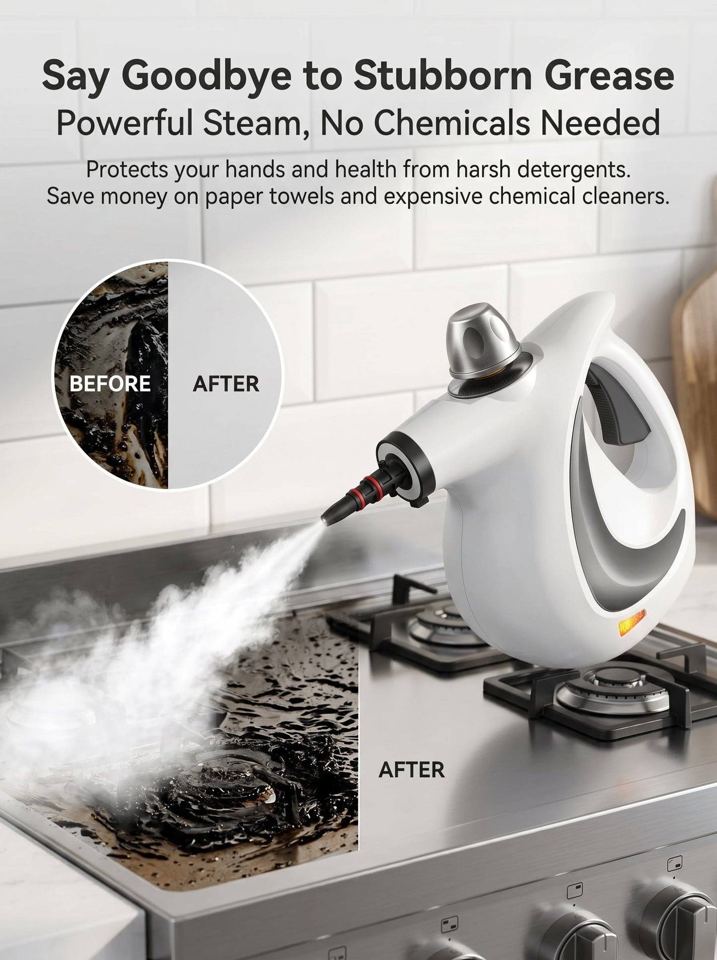 🔥Chemical-Free Deep Clean｜Power Handheld Steam Cleaner for Whole House & Car
