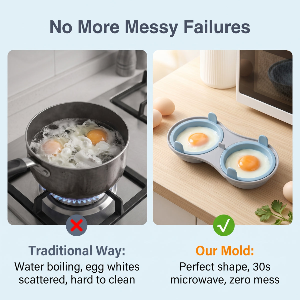 🍳Buy 1 Get 1 Free - Microwave Egg Cooker – Food-Grade Material, Heat-Resistant; Easily Cook Perfect Poached Eggs.