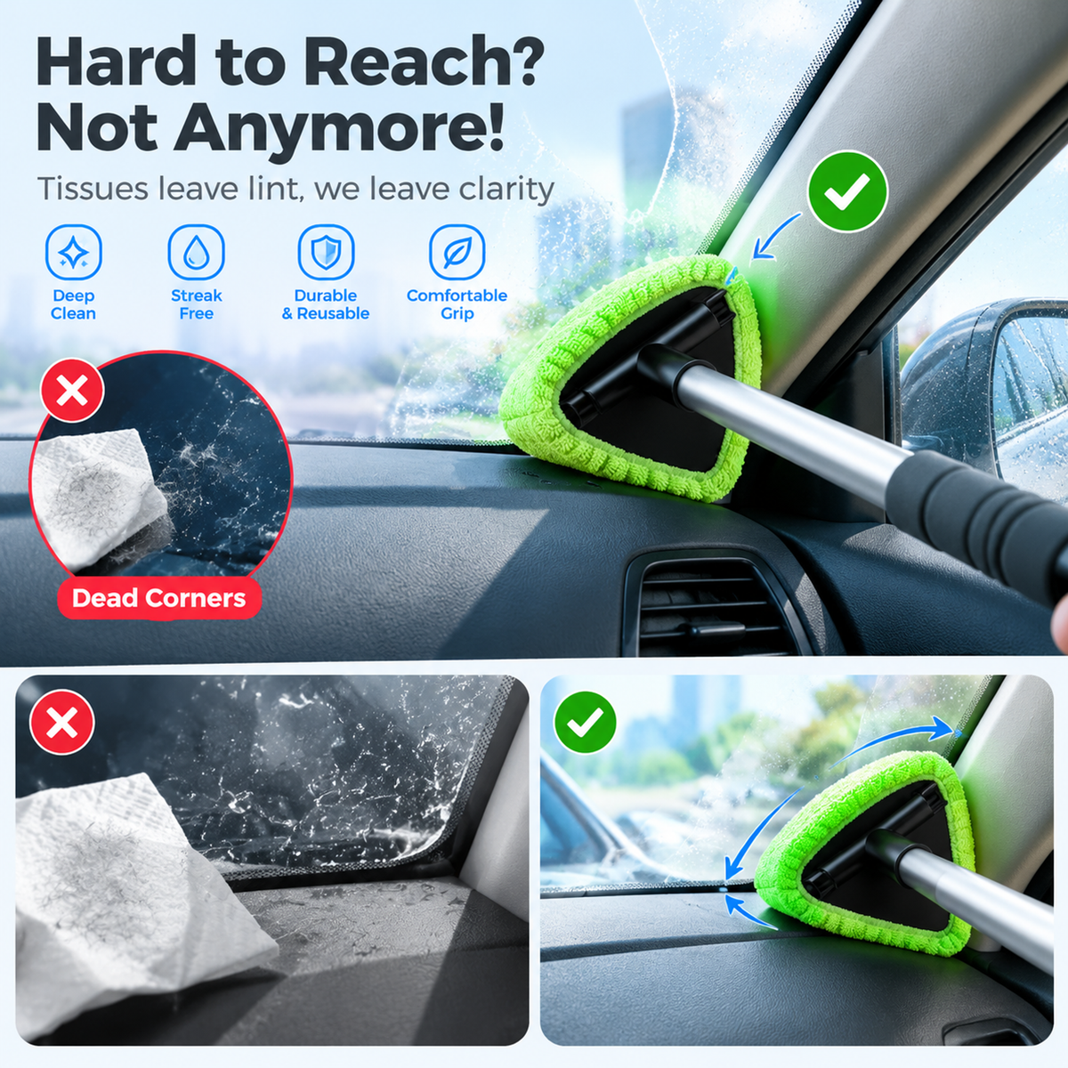 🚗8Pcs Car Window Cleaning Tool Set | Windshield Glass Cleaner & Squeegee Kit