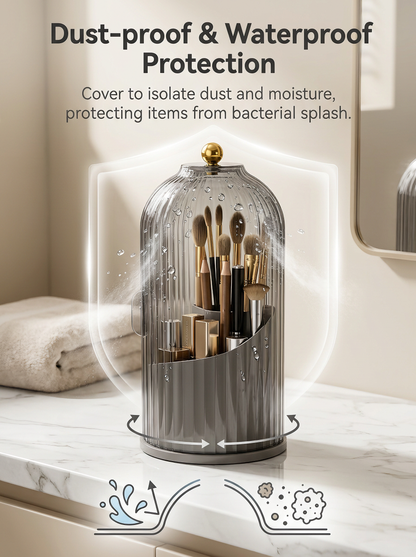 Keep Brushes Dust‑Free! Multi‑Compartment Rotating Makeup Holder
