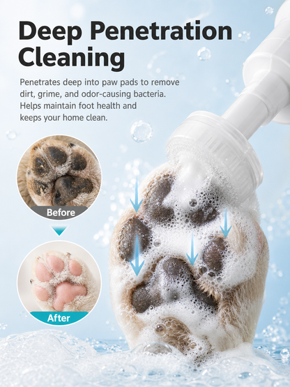 🐾 No-Rinse Pet Paw Foam Cleaner 150ml with Silicone Brush for Dogs Cats, Safe Daily Walk Paw Care
