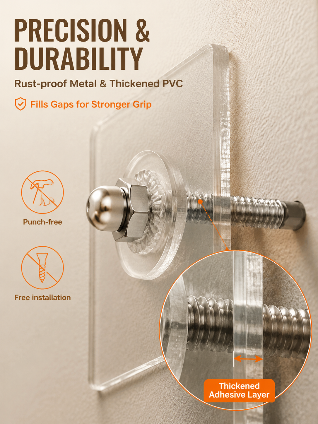 No-Drill Adhesive Screw Hooks for Wall Mounting