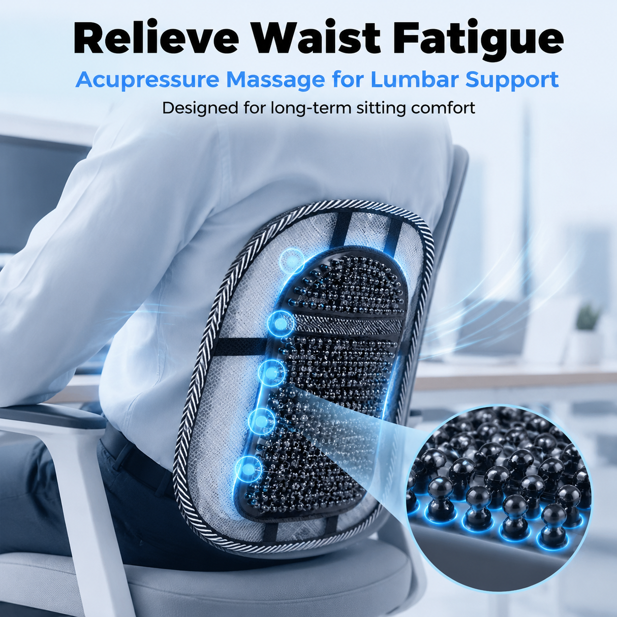 🌬️ Breathable Lumbar Support Cushion – Sit Longer with Less Back Strain