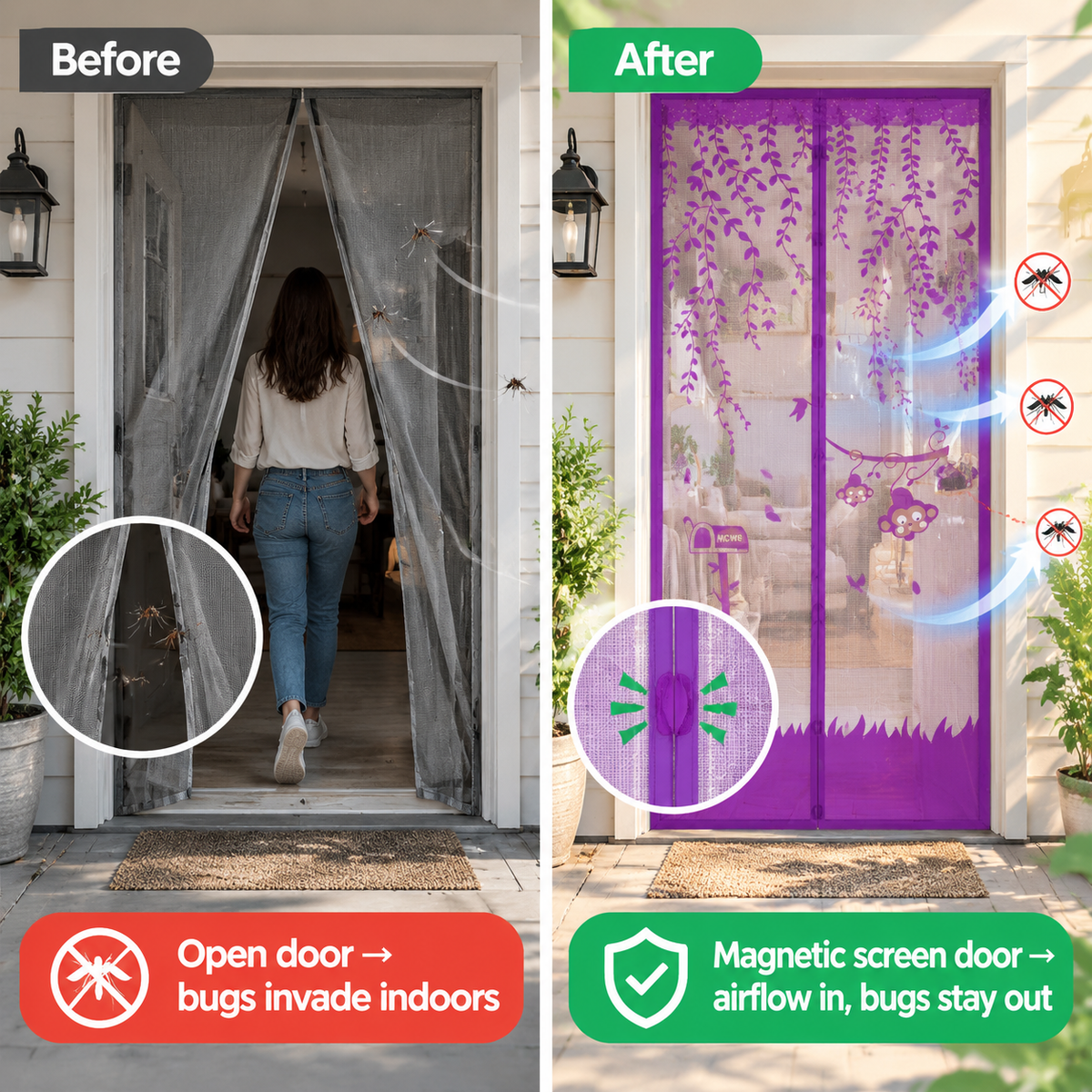 💥50% OFF🦟Drill-free magnetic mesh screen door (mosquito curtain)