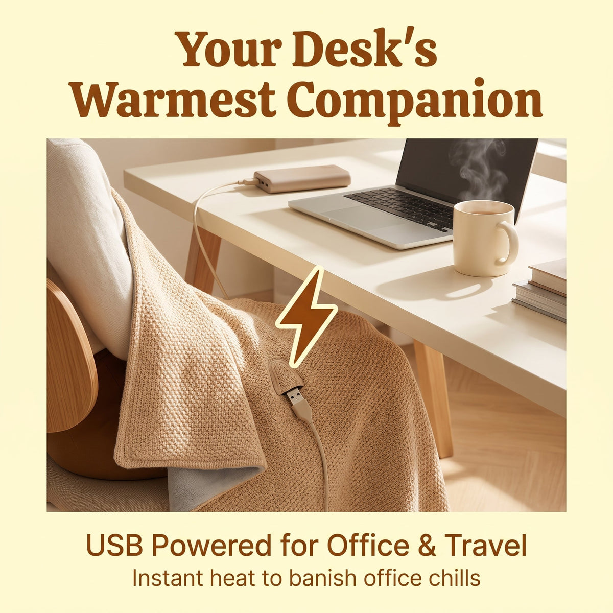 🔥 Free Shipping,Last Day 50% Off!🔥Portable USB Electric Heated Blanket Perfect for Outdoors or the Office. Use as a Single-Person Throw, Wrap, or Lap Blanket.