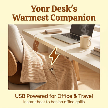 🔥 Free Shipping,Last Day 50% Off!🔥Portable USB Electric Heated Blanket Perfect for Outdoors or the Office. Use as a Single-Person Throw, Wrap, or Lap Blanket.