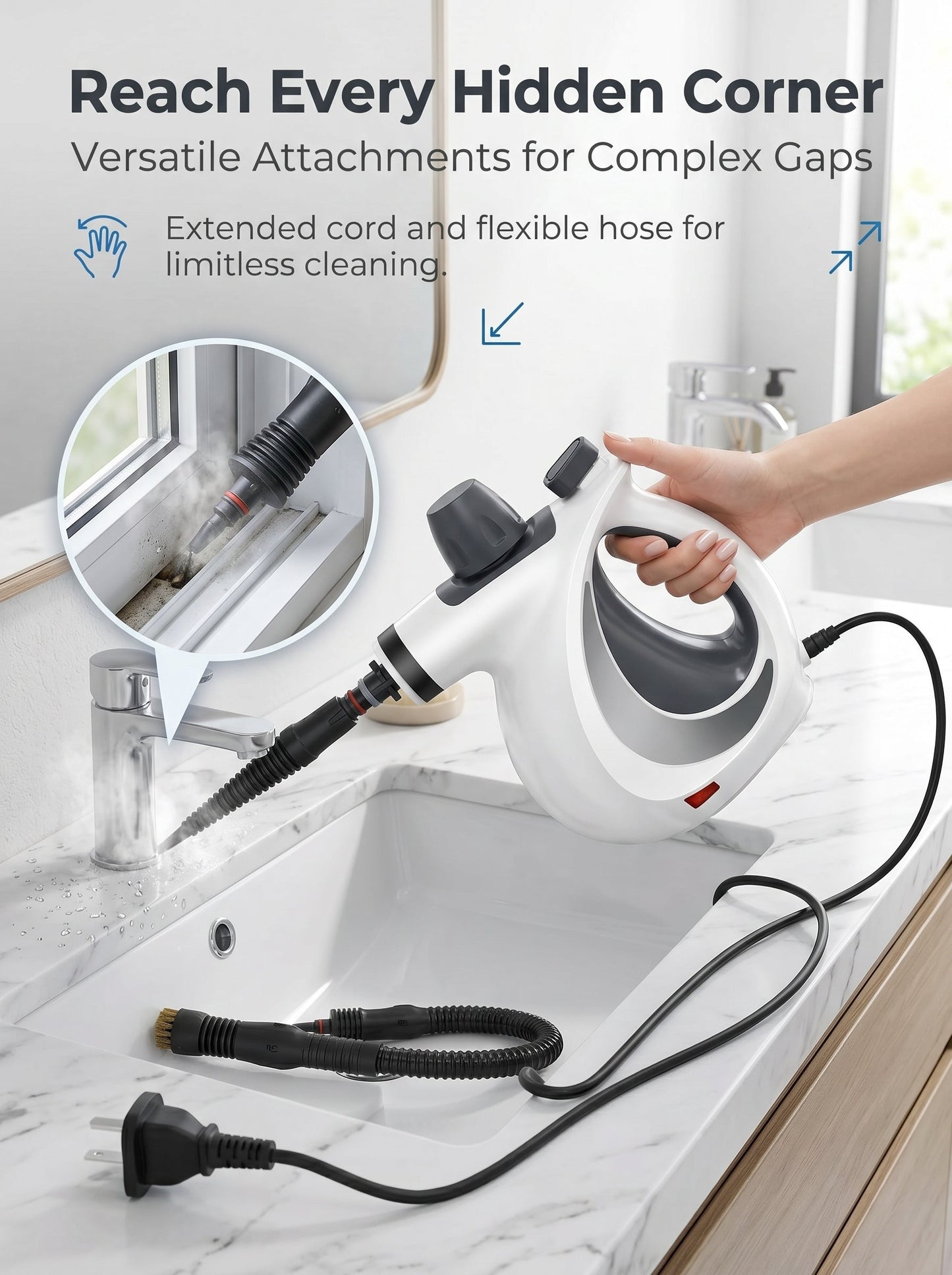 🔥Chemical-Free Deep Clean｜Power Handheld Steam Cleaner for Whole House & Car