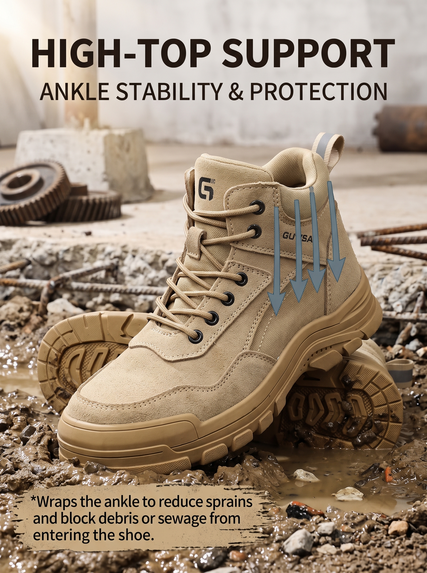 🔥 2026 New High Top Safety Work Boots, Steel Toe Anti-Smashing Anti-Puncture Slip Resistant Industrial Protective Labor Shoes for Construction Warehouse Factory