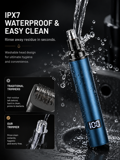 Rechargeable Nose Hair Trimmer with Diamond Sharp Blade, Waterproof Painless Electric Nose Ear Hair Clipper for Men