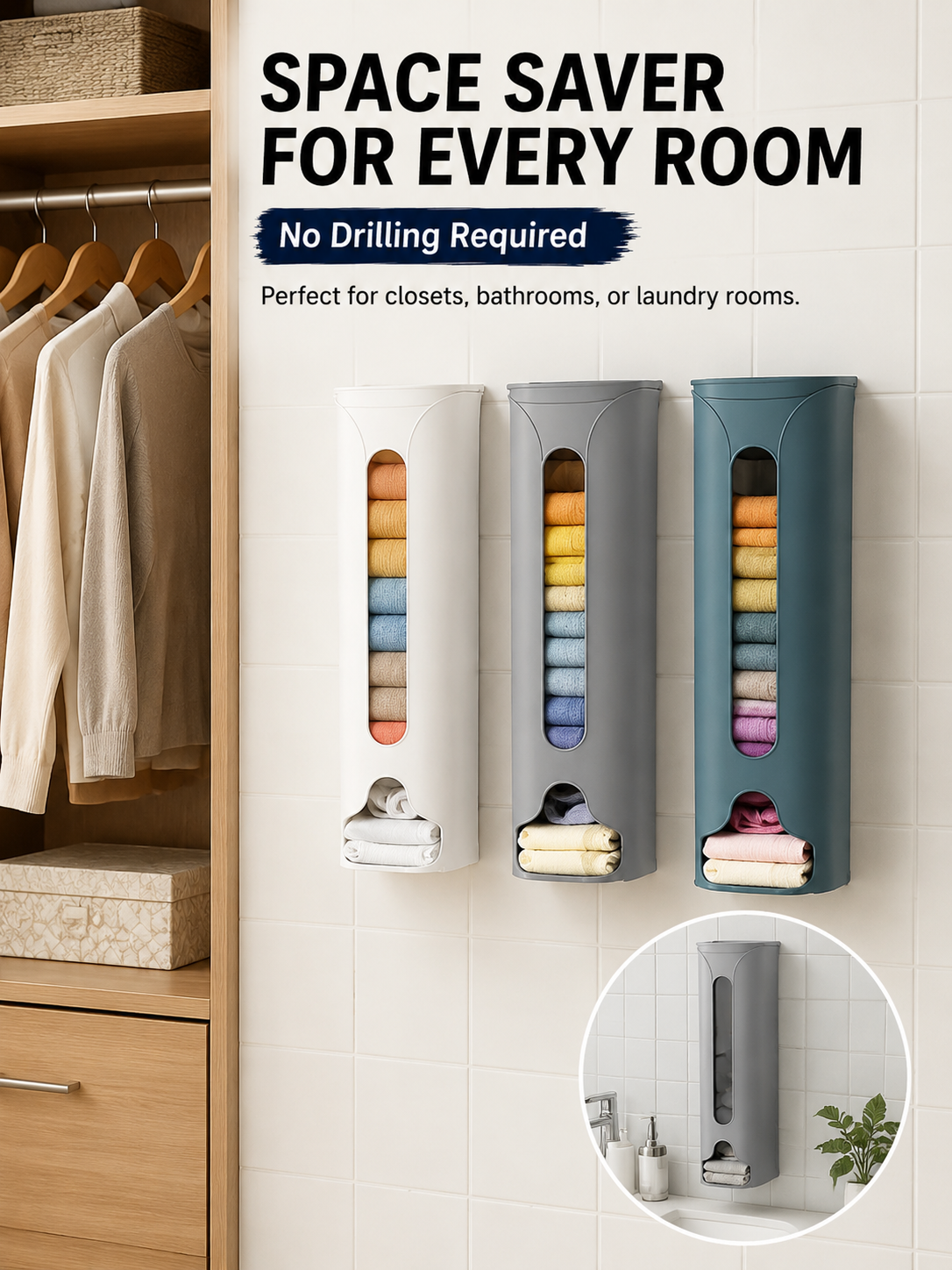 Wall Mounted Pull-Out Underwear and Socks Storage Box