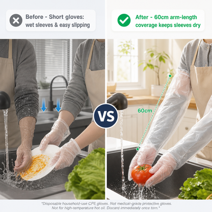 💥Buy 1, Get 1 Free 🧤10 pairs of disposable long-arm gloves with elastic cuffs, suitable for household cleaning