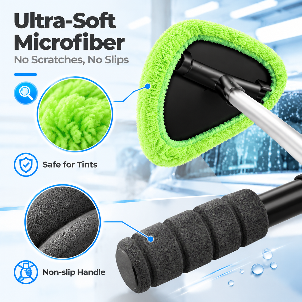 🚗8Pcs Car Window Cleaning Tool Set | Windshield Glass Cleaner & Squeegee Kit