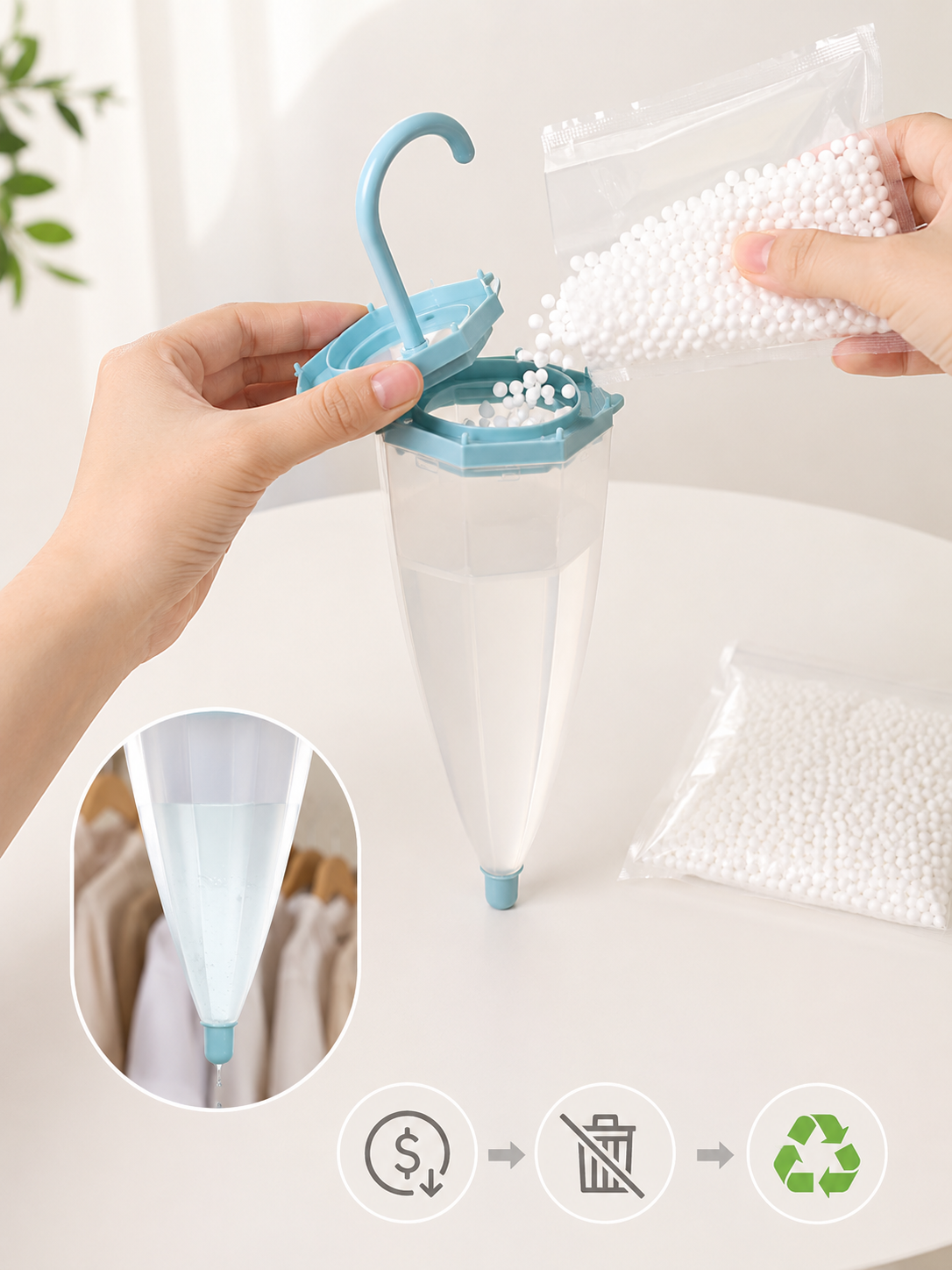 🔥Umbrella Hanging Dehumidifier｜Keep Wardrobe Dry & Clothes Mold-Free