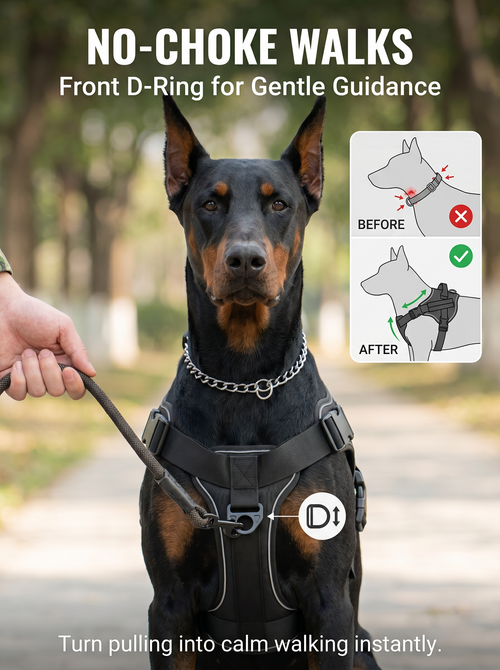 No Pull Dog Harness Front & Back Clip Breathable Adjustable Anti-Tug Pet Vest for Outdoor Walking Training
