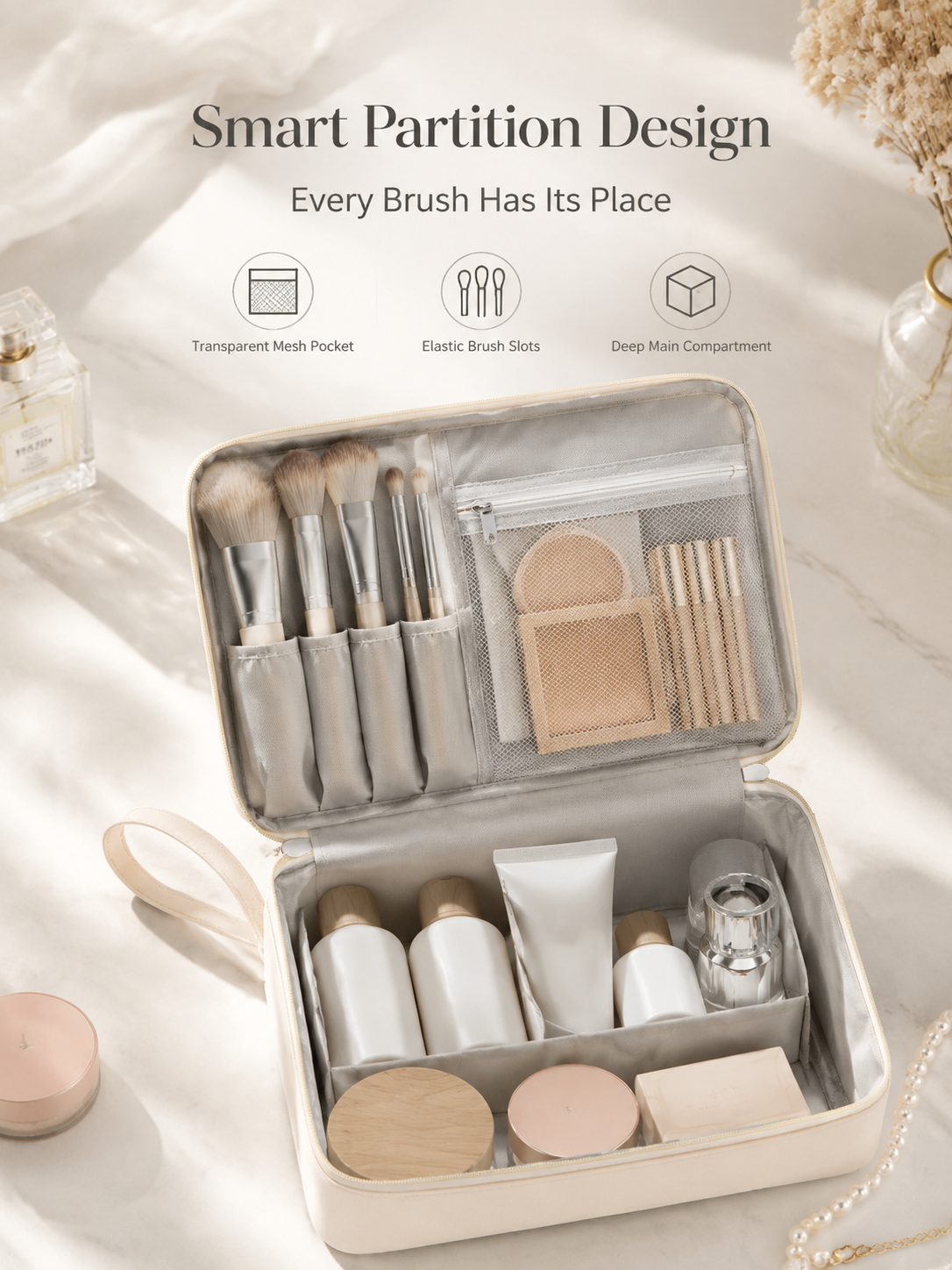🔥Hot Sale🔥Stylish Handheld Partitioned Cosmetic Bag
