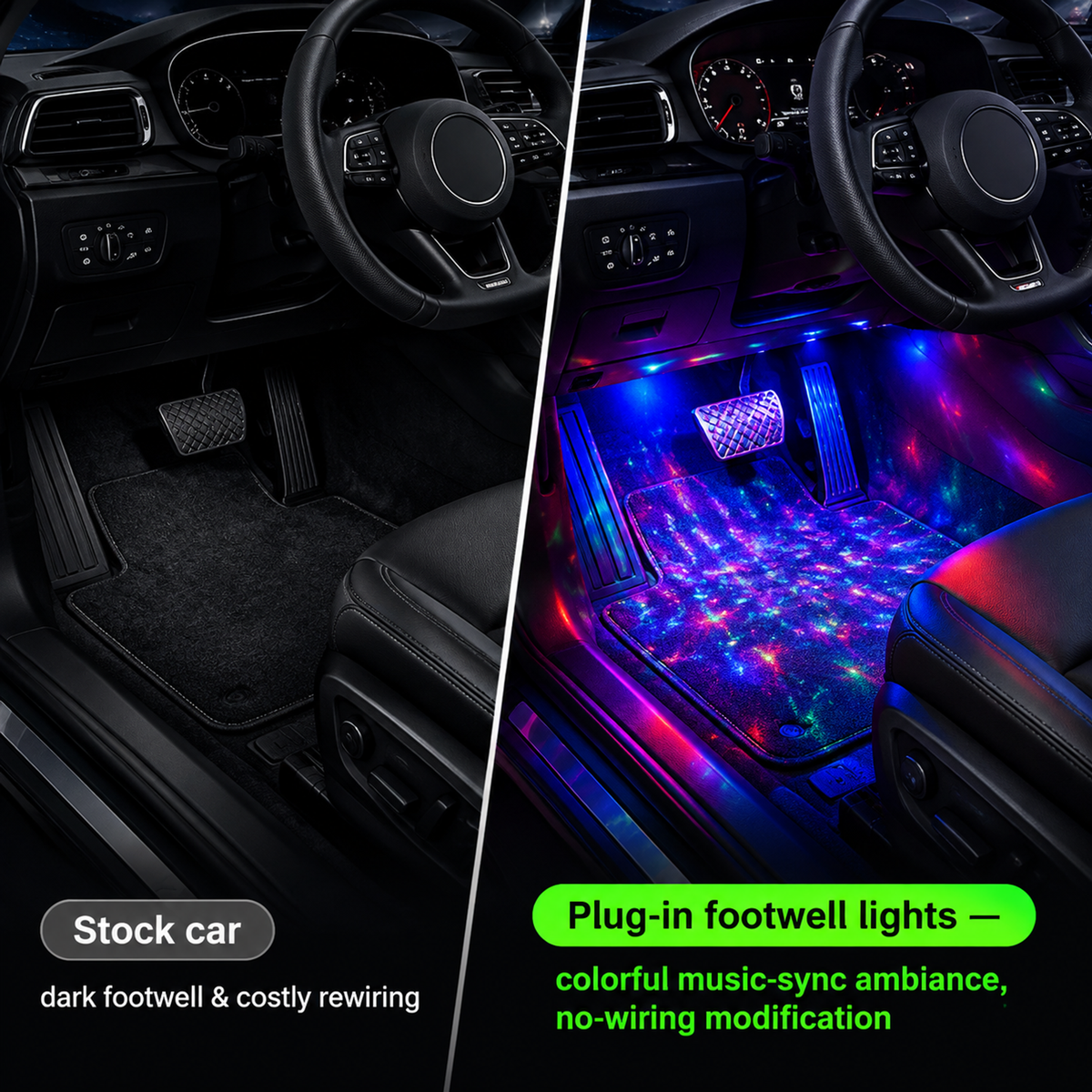 💥50% OFF 🚗💡Multicolor Sound-Activated Car Interior Ambient Lights