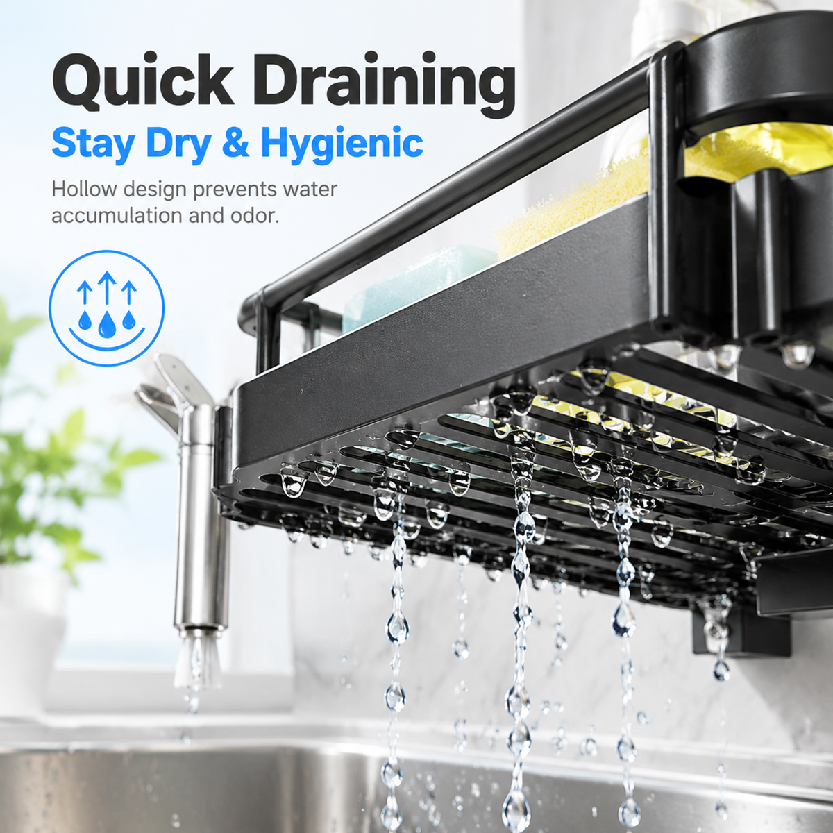🧺Kitchen Faucet Storage Rack | Multi-function Sink Drain Basket for Sponge & Rag