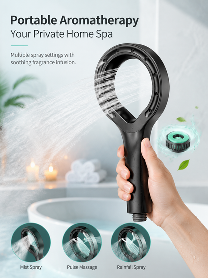 Hollow Ring Pressurized Handheld Shower Head, Negative Ion Oxygenation Filter Shower Purify Water Remove Harmful Impurities for Daily Beauty Skin Care