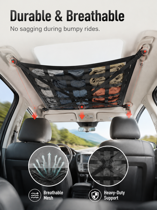 ✅Double-Layer Car Roof Storage Mesh Solve Messy Car Interior