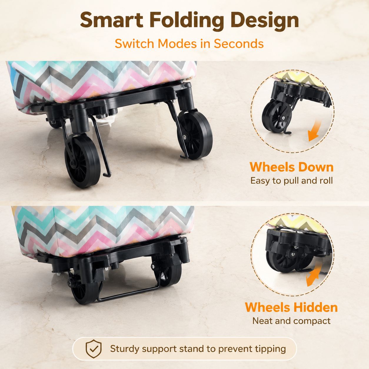 🔥 Limited Time 50% OFF 🛒 2-in-1 Foldable Grocery Bag & Rolling Cart