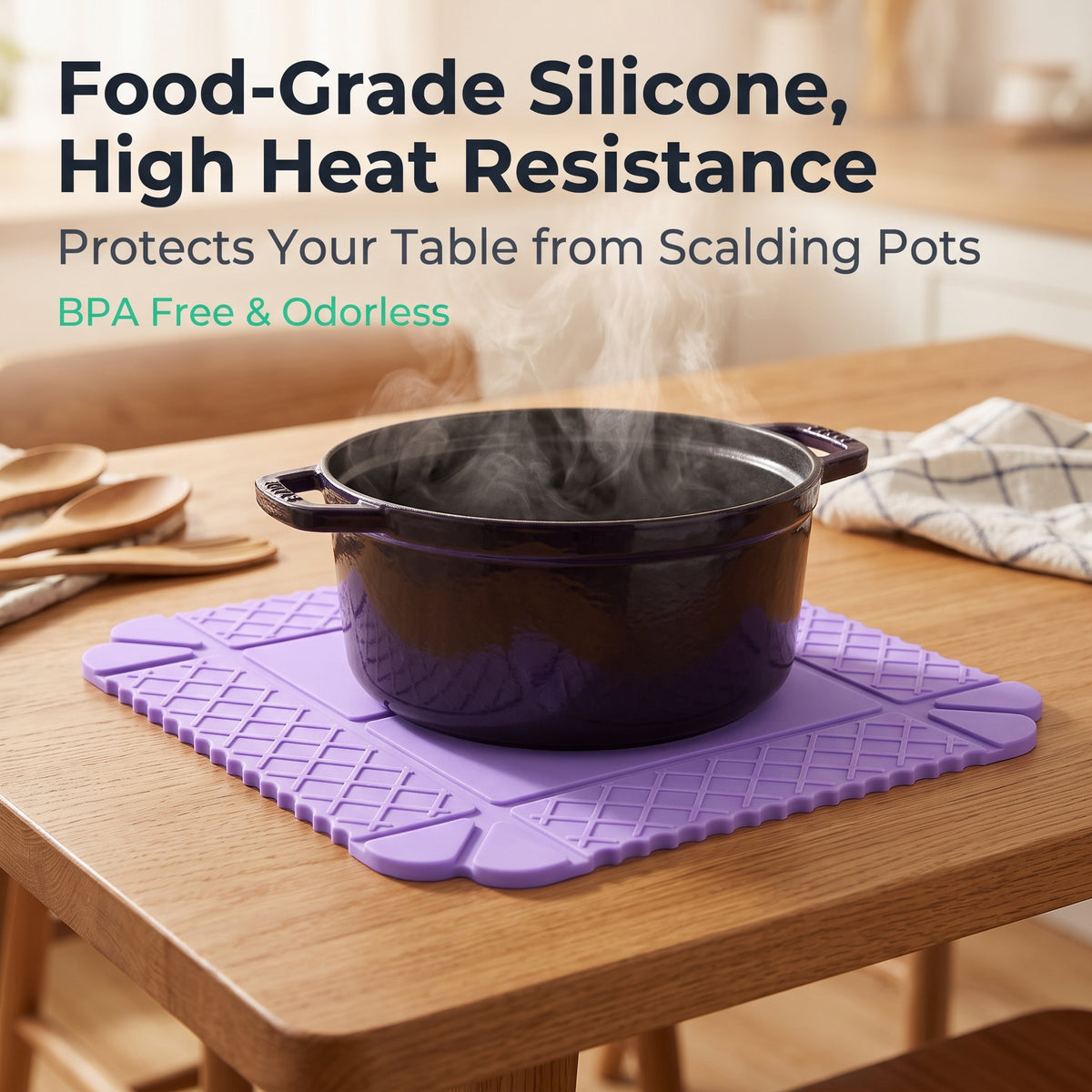 🍳🧲 Magnetic Silicone Heat-Resistant Mat – Transforms From A Flat Mat Into A Small Folding Tray.