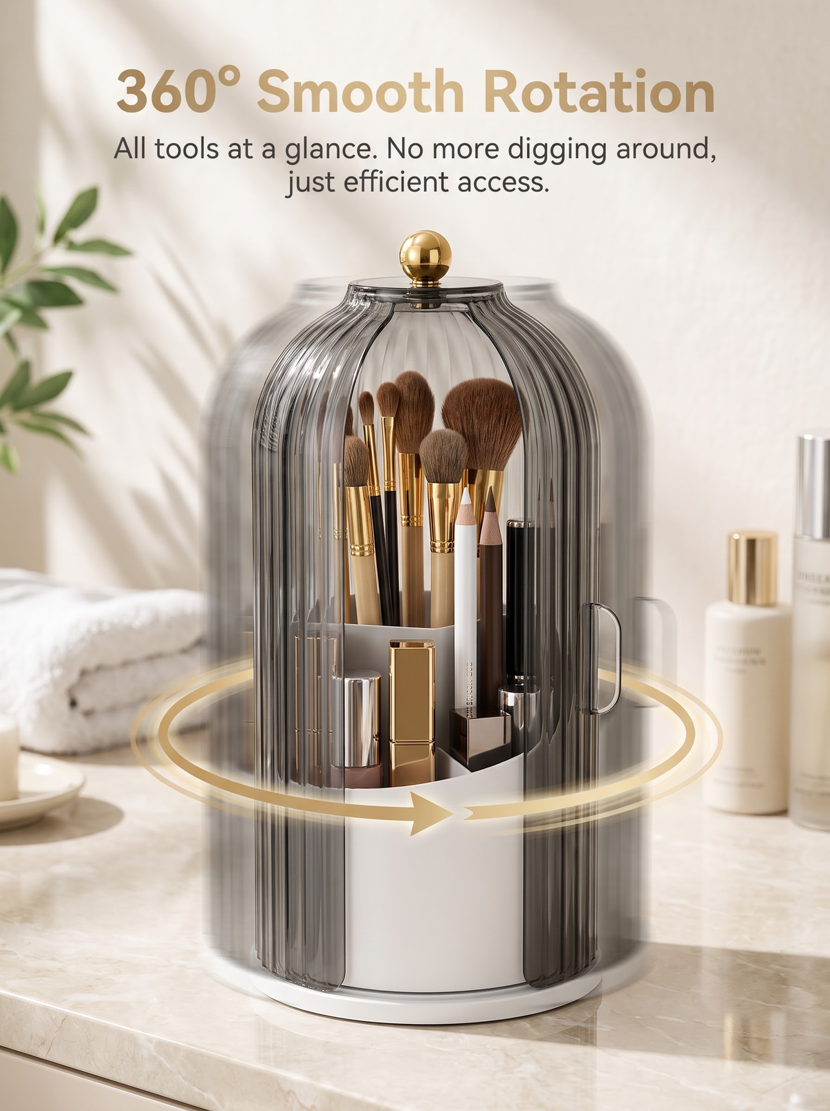 Keep Brushes Dust‑Free! Multi‑Compartment Rotating Makeup Holder