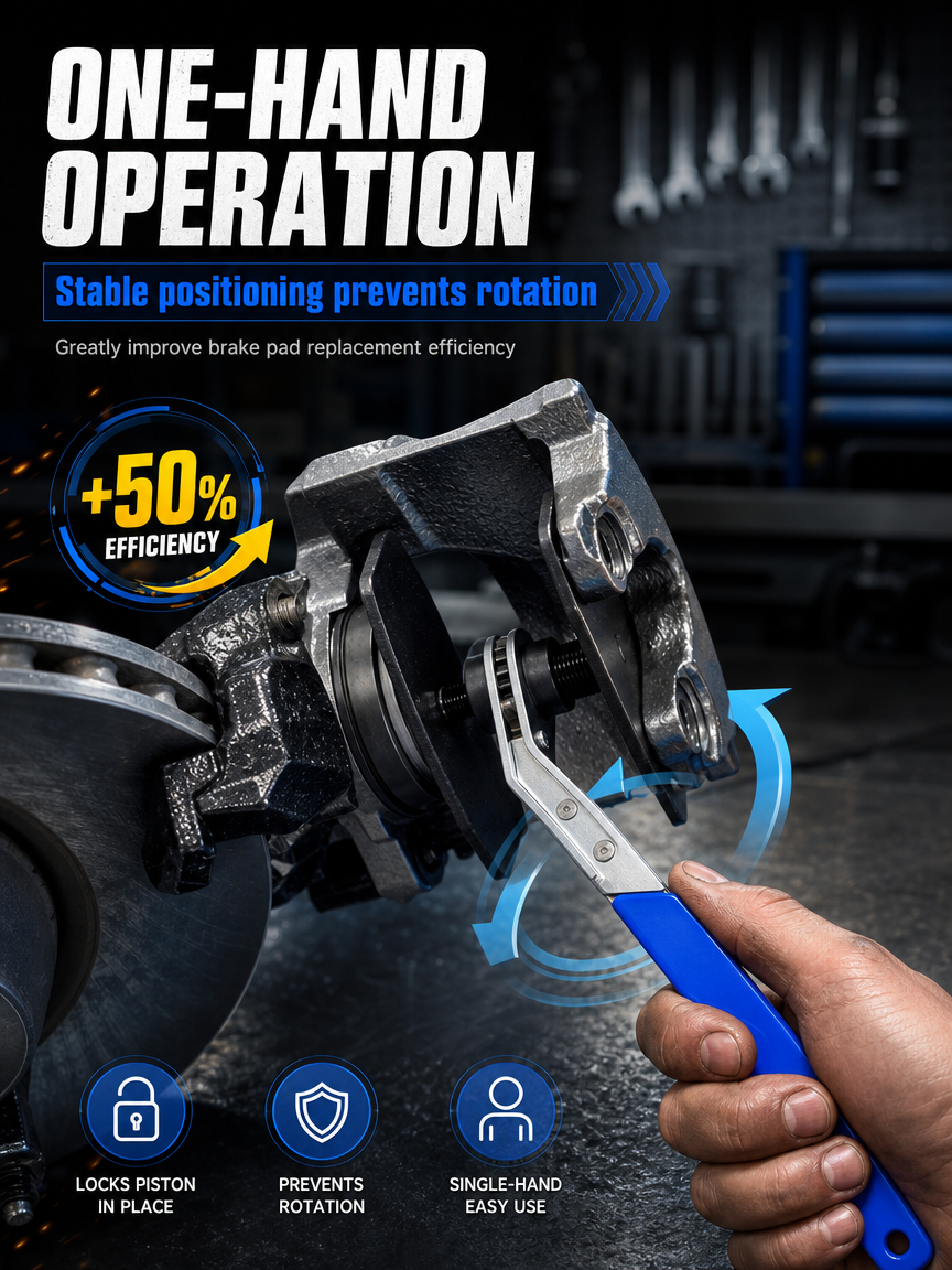 🔧 Brake Caliper Piston Compression Wrench, Easy Brake Pad Replacement