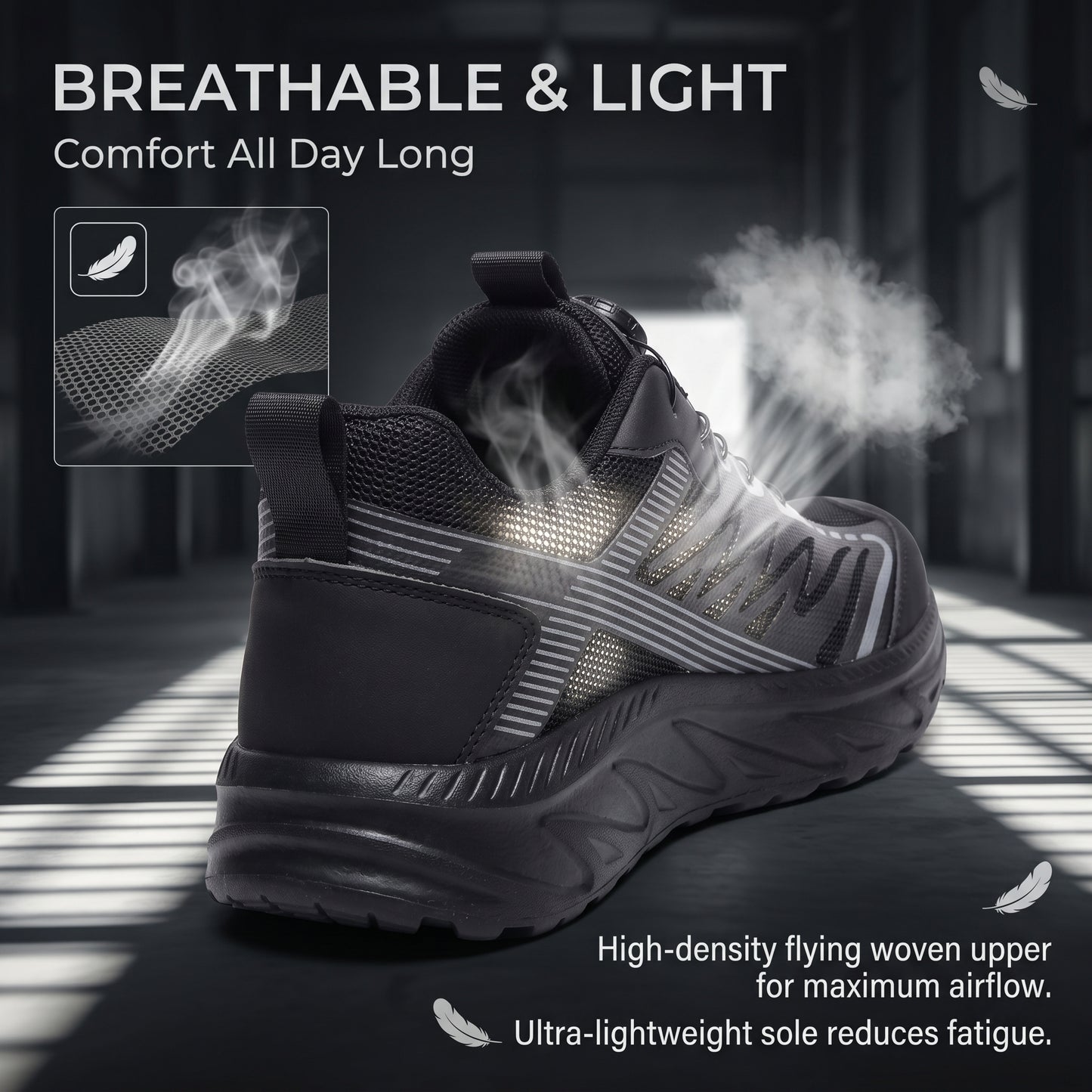 Steel Toe & Puncture-Proof Wide Toe Work Shoes, Non-blister Comfortable Safety Boots