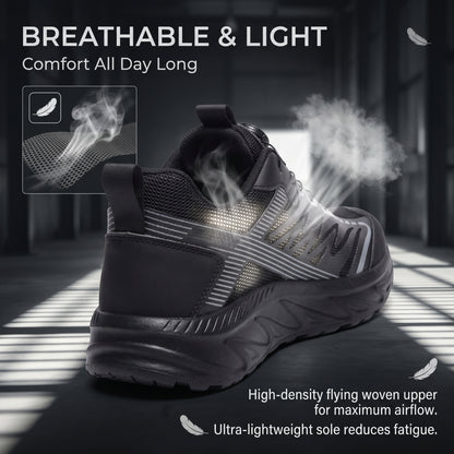 Steel Toe & Puncture-Proof Wide Toe Work Shoes, Non-blister Comfortable Safety Boots