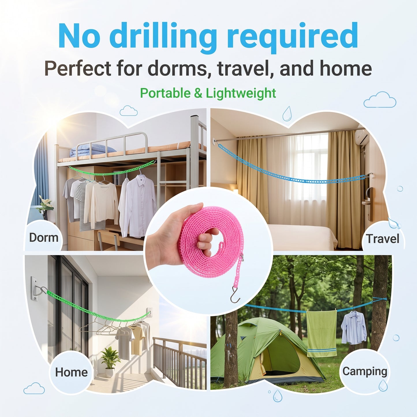🔥Hot Sale - 50% OFF🔥Windproof Non-Slip Clothesline