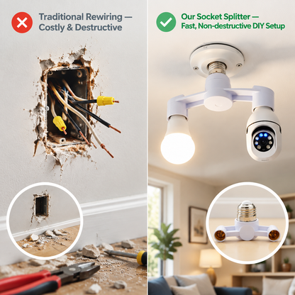 💥50% OFF! 💡📹E27 Bulb Socket Splitter (1-to-2)