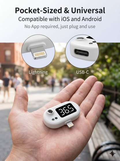 🔥Plug-In Phone Thermometer｜No Battery, Instant Accurate Non-Contact Temp Reading