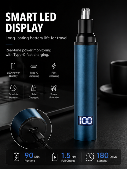 Rechargeable Nose Hair Trimmer with Diamond Sharp Blade, Waterproof Painless Electric Nose Ear Hair Clipper for Men