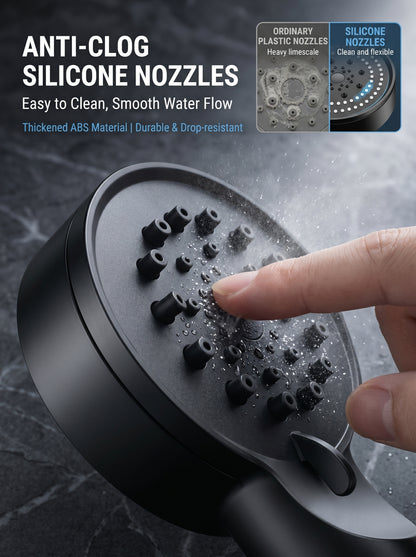 Large Panel Pressure Boost Shower Head with 5 Spray Modes and 360° Rotation