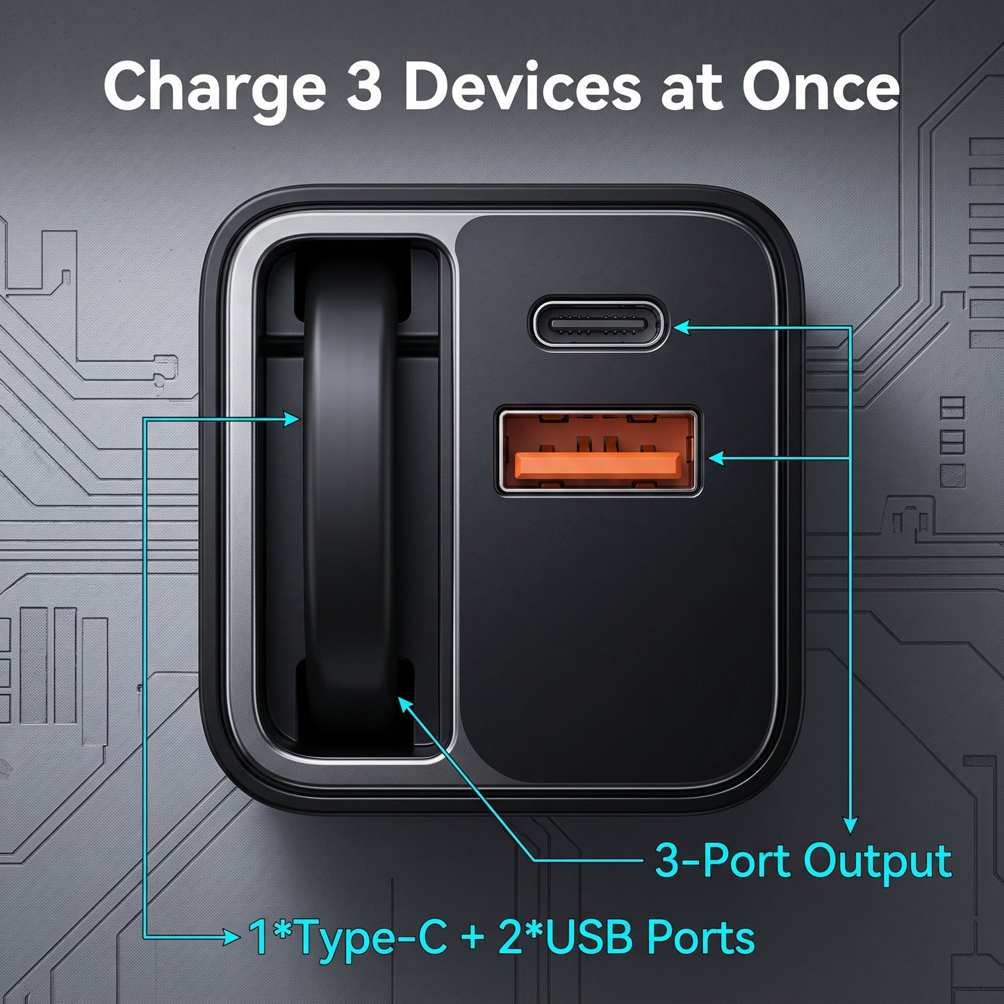⚡65W 3-in-1 Fast Charger with Retractable Cable – Charge Your Phone, Tablet & Laptop at the Same Time