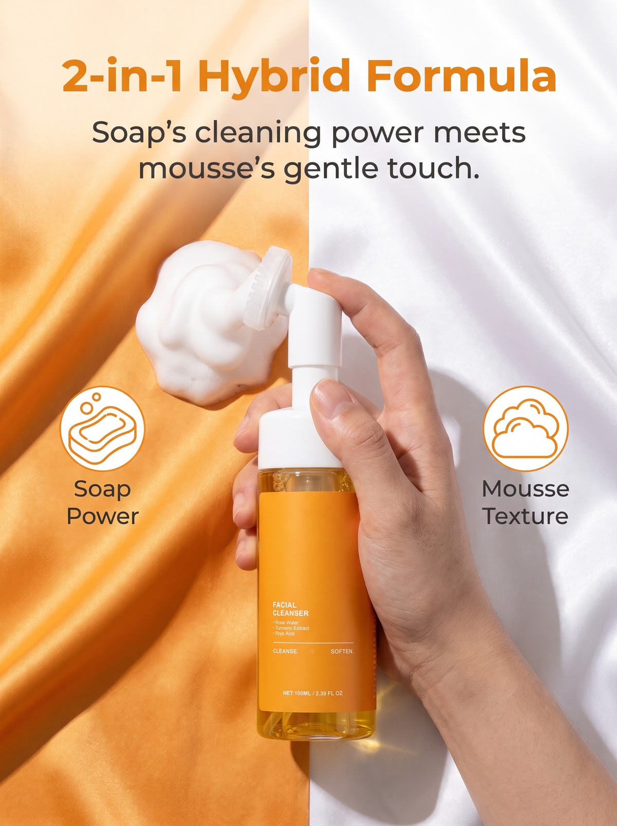 ✨Fade Acne Marks! Turmeric Soap Mousse Deep Cleansing Face Wash