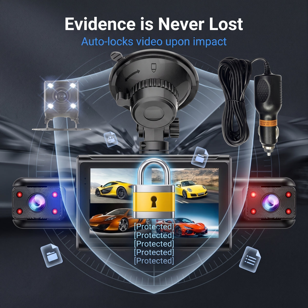 🚗High-Definition 4-Channel Dash Cam – 360° Coverage with No Blind Spots, 24-Hour Comprehensive Monitoring