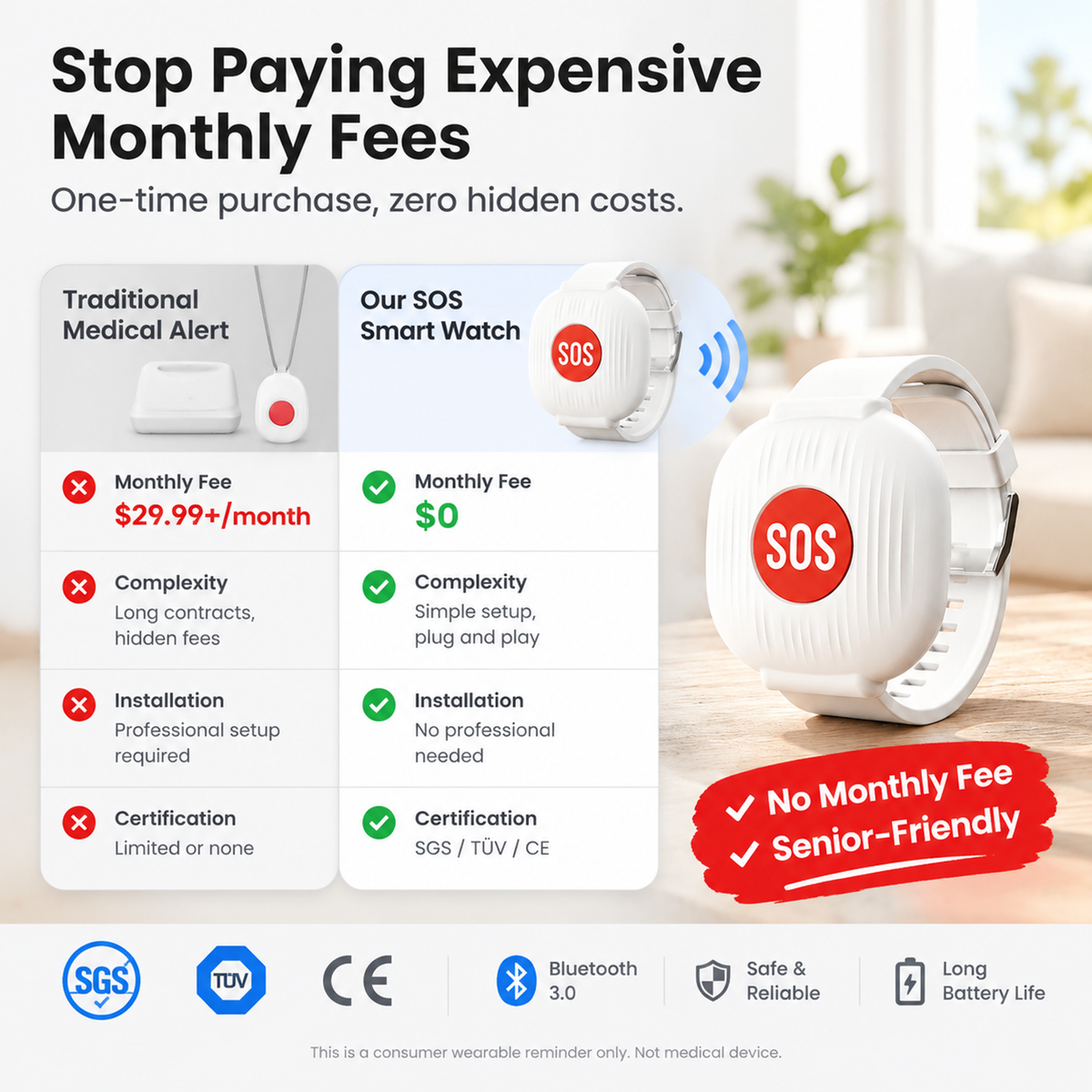 💥50% OFF 🆘 Elderly SOS Emergency Call Wristband