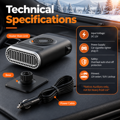 ⏳🔥LIMITED-TIME 50% OFF! Portable 2-in-1 car fan with heating function