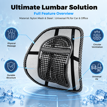 🌬️ Breathable Lumbar Support Cushion – Sit Longer with Less Back Strain