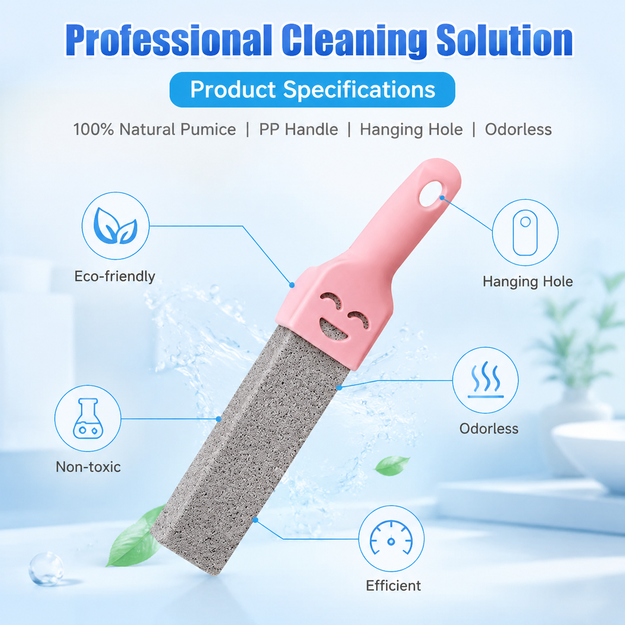 ✨Remove Stubborn Toilet Rings & Hard Water Stains in Minutes – 5 Pack Pumice Stone Cleaner with Extra Long Handle✨