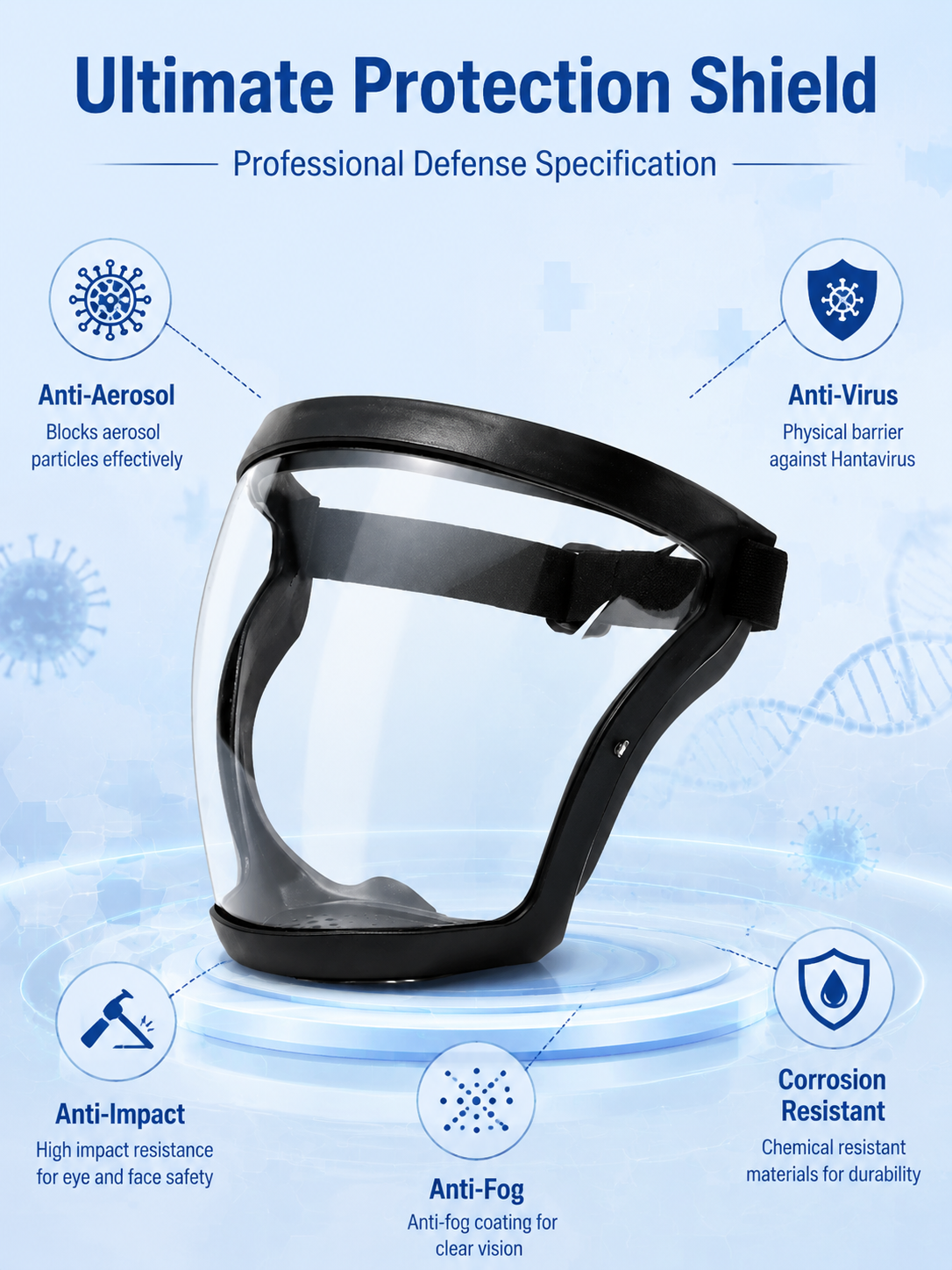 ✨Medical-grade protective face shield that effectively helps block aerosols and dust, giving you safer and more reliable protection.