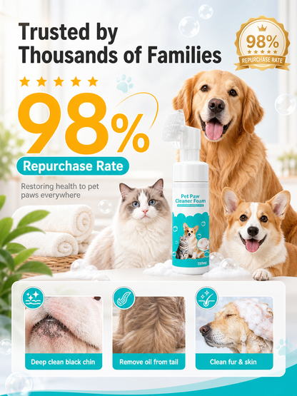 🐾 No-Rinse Pet Paw Foam Cleaner 150ml with Silicone Brush for Dogs Cats, Safe Daily Walk Paw Care