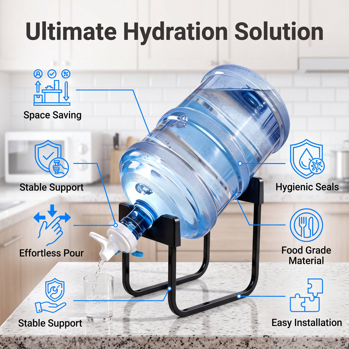 🔥Last Day 50% OFF🔥Drinking Water Bottle Stand With Spigot Heavy Duty Water Dispenser Holder For Home And Office