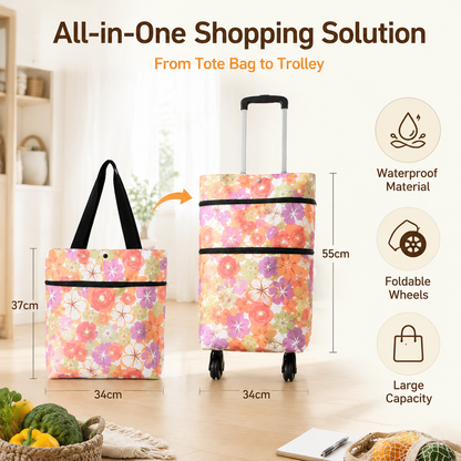 🔥 Limited Time 50% OFF 🛒 2-in-1 Foldable Grocery Bag & Rolling Cart