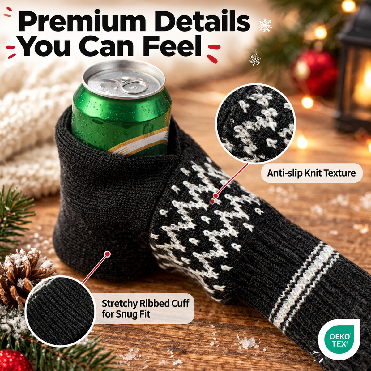 💥50% OFF 🧤Knitted Striped Thermal Beer Glove